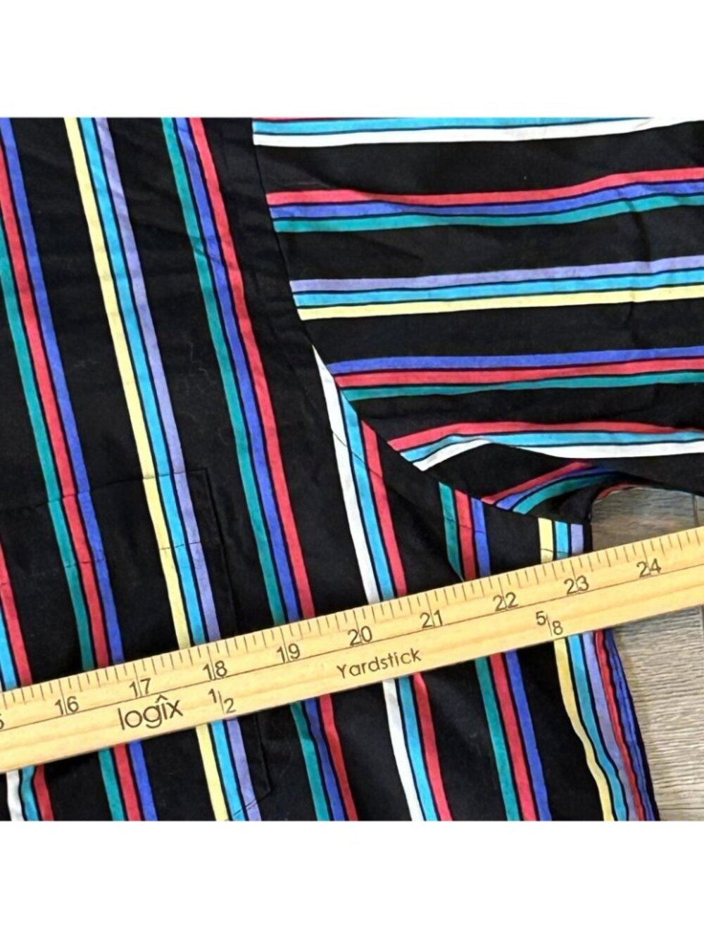 Vintage Eddie Bauer Shirt Mens L Black Rainbow Stripe Short Sleeve Button Up 80s - Picture 7 of 9